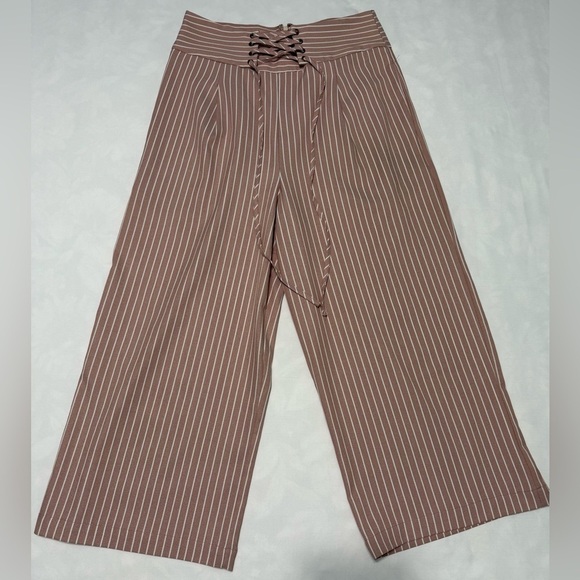Everly Pants - Everly Pink Lace-Up Pants Wide Leg Size M